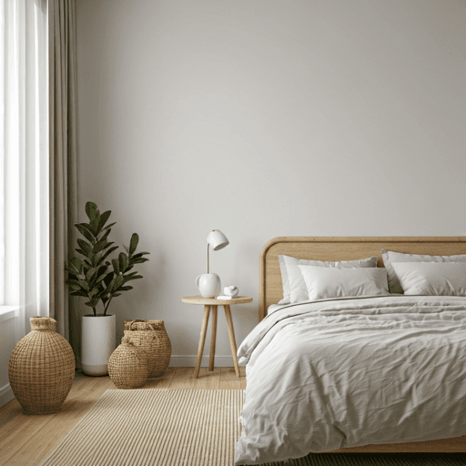 AI design bedroom transformation with Japandi aesthetic