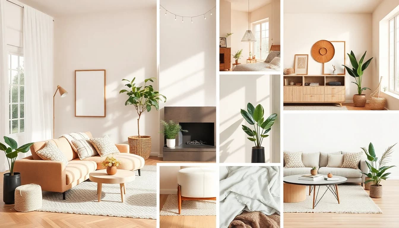 AI interior design inspiration mood board with beautiful room styles