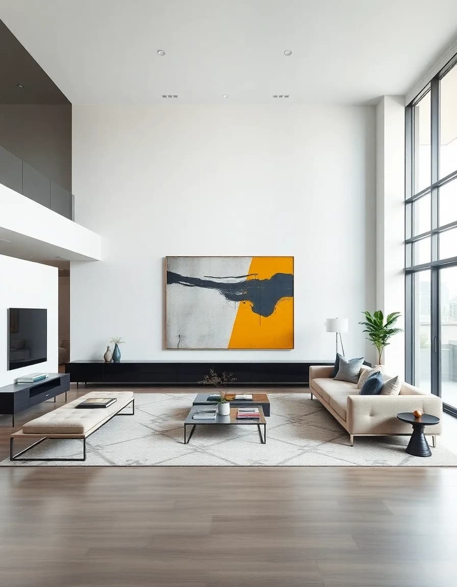 Contemporary style AI room design with modern lines and neutral palette